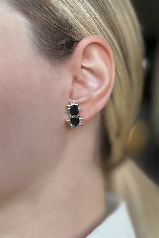 BRINCO PRATEADO GENEVE BLACK MARINA DIAS-76553517