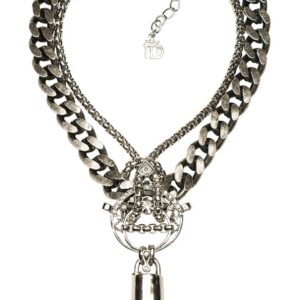 COLAR PRATEADO VINTAGE PRISMA PEDRA PRETA NAT SOHO MARIANA DIAS