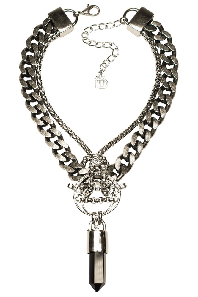 COLAR PRATEADO VINTAGE PRISMA PEDRA PRETA NAT SOHO MARIANA DIAS-2131670678