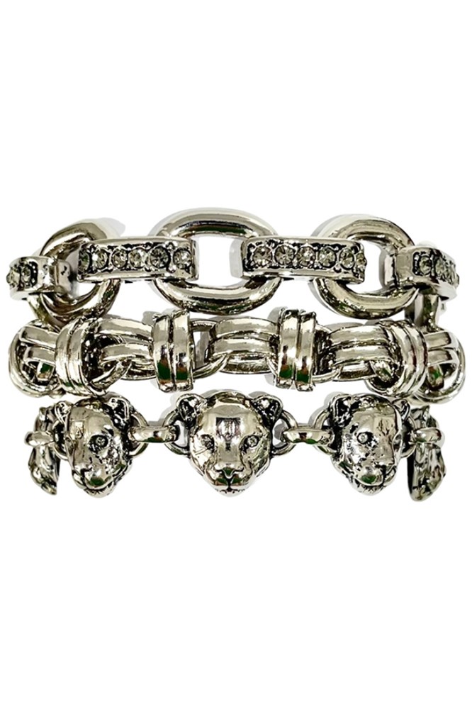 PULSEIRA PRATEADO ELOS PANTERAS IMÃ FEN MARIANA DIAS-865137989