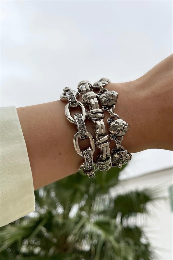 PULSEIRA PRATEADO ELOS PANTERAS IMÃ FEN MARIANA DIAS-924705271