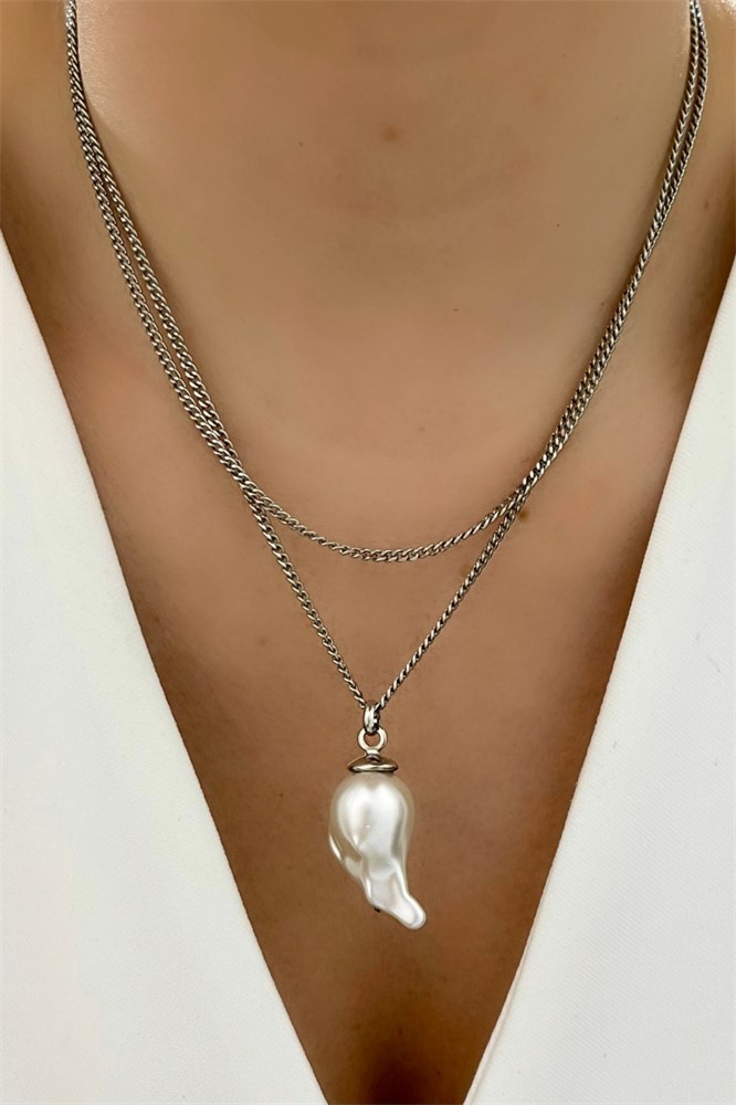 COLAR PRATEADO PÉROLA BARROCA KALANI MARIANA DIAS-322706529