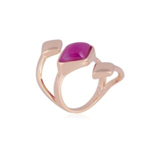 ANEL BANHO OURO DRUSA PLATINA E PEDRA PRETA TAM 19