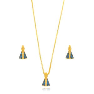 CONJUNTO DOURADO NSS SNRA ZIRCONIAS AZUL