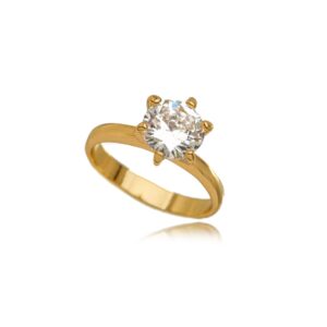 ANEL SOLITÁRIO CRISTAL DOURADO TAM 18
