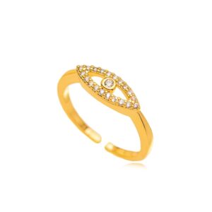 ANEL OLHO MICRO ZIRCÔNIA DOURADO