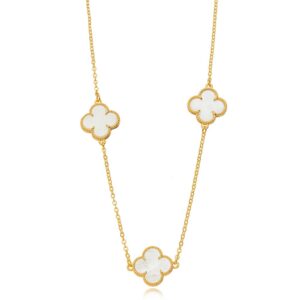CHOKER TREVOS LISOS DOURADO BRANCO